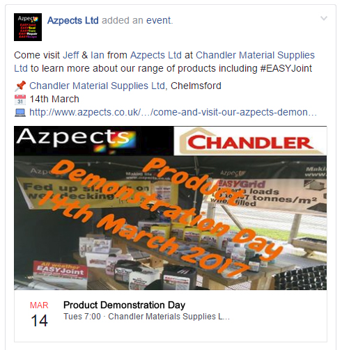 Chandlers Material Supplies - Facebook Event Invite