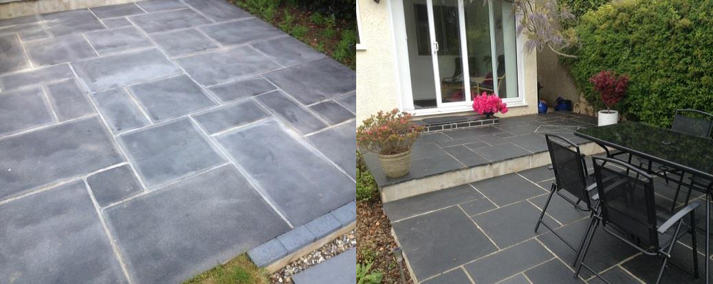 Limestone Patio with severe damage transformed